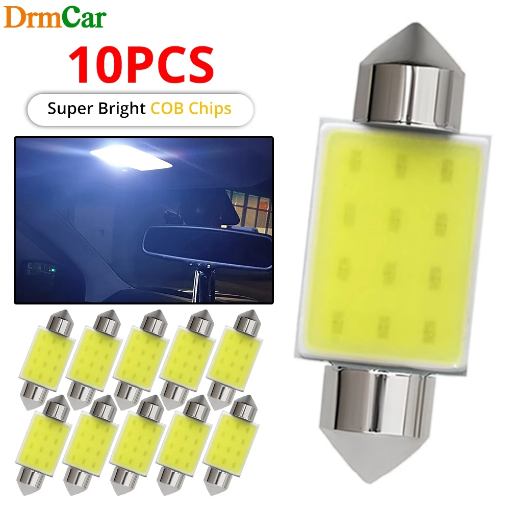 

1/2/4/10pcs C5W C10W Car Dome Festoon COB Led Reading Lamp 31/36/39/41mm White Auto Interior Door Light Trunk License Plate Bulb