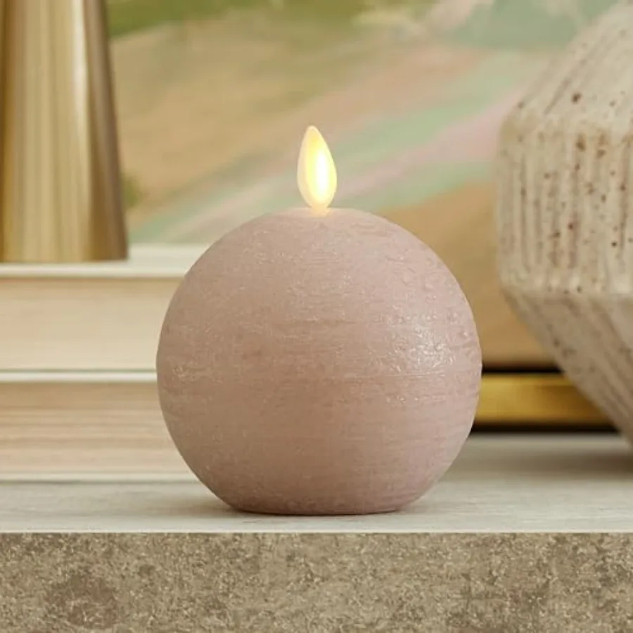 

Timeless Taupe Chalky Sphere 3.5" x 4.25" Flameless Candle Real Wax Unscented Moving LED Sphere Designed to fit Snail Candle Ho