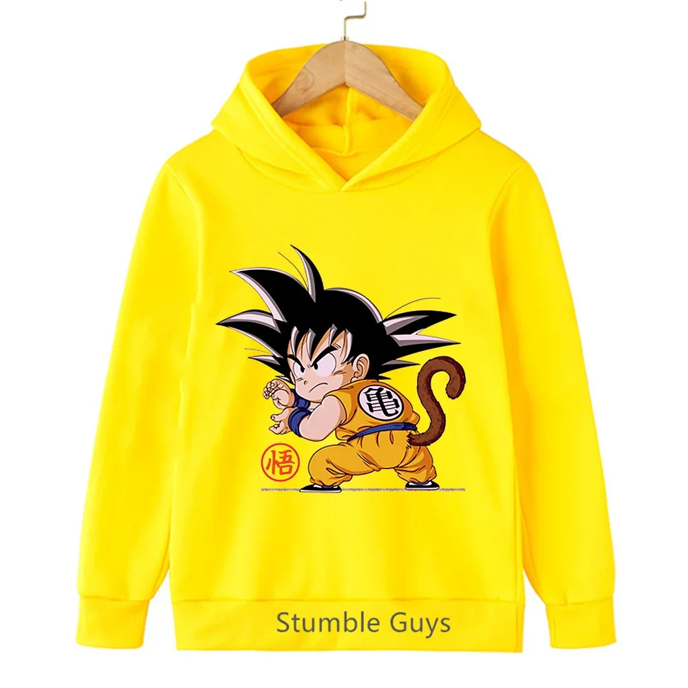 Dragon Ball Kid Goku Kampfkunst-Print Hoodie Kinder Jungen Mädchen Pullover Kapuzenpullover Anime Kinder Streetwear Oberteile – Detail 7