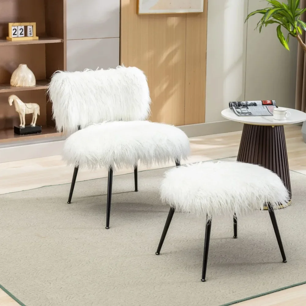 2023 New 25.2'' Wide Faux Fur Plush Accent Chair