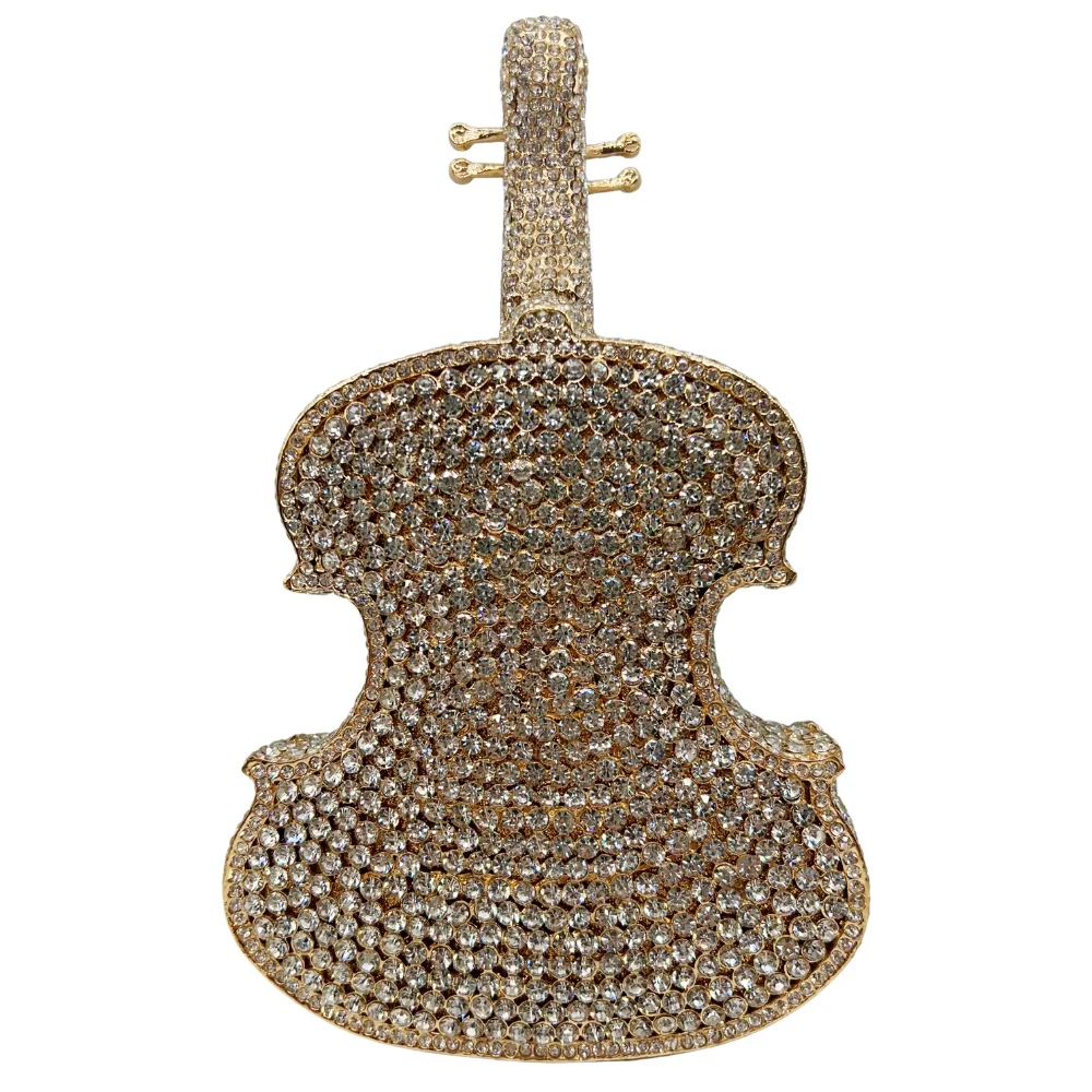 Bolso de mano con forma de violín, bolso de noche para instrumentos musicales para mujer. Monedero sinfónico personalizado OEM, MOQ bajo al por mayor directo de fábrica
