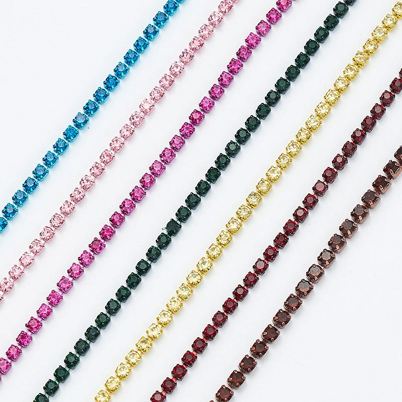 

1Yard 10Yards SS6-SS12 Crystal Rhinestone Chain Sew-On Glue-On rhinestones Trim Cup Chain For clothes DIY chain Accessories