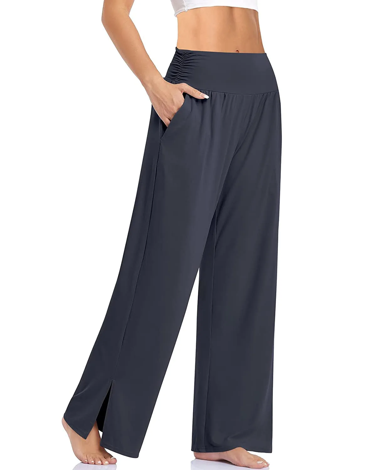 Pantalones de Yoga informales para mujer, pantalón largo de pierna ancha, cintura alta, Fitness, ejercicio, correr, trotar, pantalones acampanados deportivos femeninos, Verano