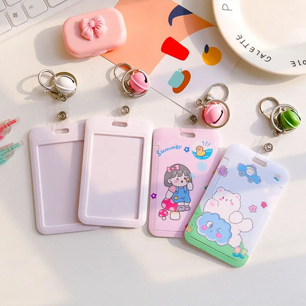 

Portable Cute Bus Letter Keychains Bear Bell Card Storage Cover Korean Card Case Card Access Control Cartoon Card Holders