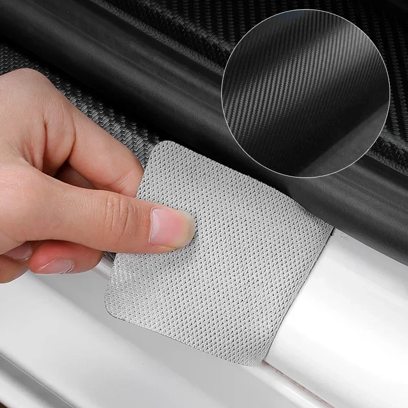 Carbon Faser Leder Auto Tür Sill Schwelle Anti Scratch Schutz Aufkleber Aufkleber Für Sitz Exeo Hinten Stamm Schutz Streifen