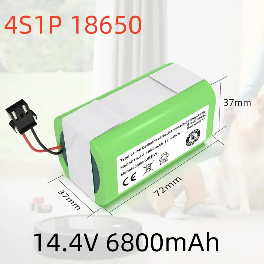 4S1P 14.4V 6800mAh Li-Ion Battery for Conga Excellence 990 1090 Ecovacs Deebot N79S N79 DN622 Eufy Robovac 11 11S 12 Compatible
