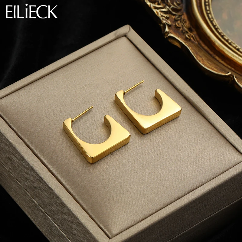 EILIECK 316L Stainless Steel Geometric Earrings Minimalist Charm High Quality Gold Color Girls Ear Jewelry Birthday Party Gifts