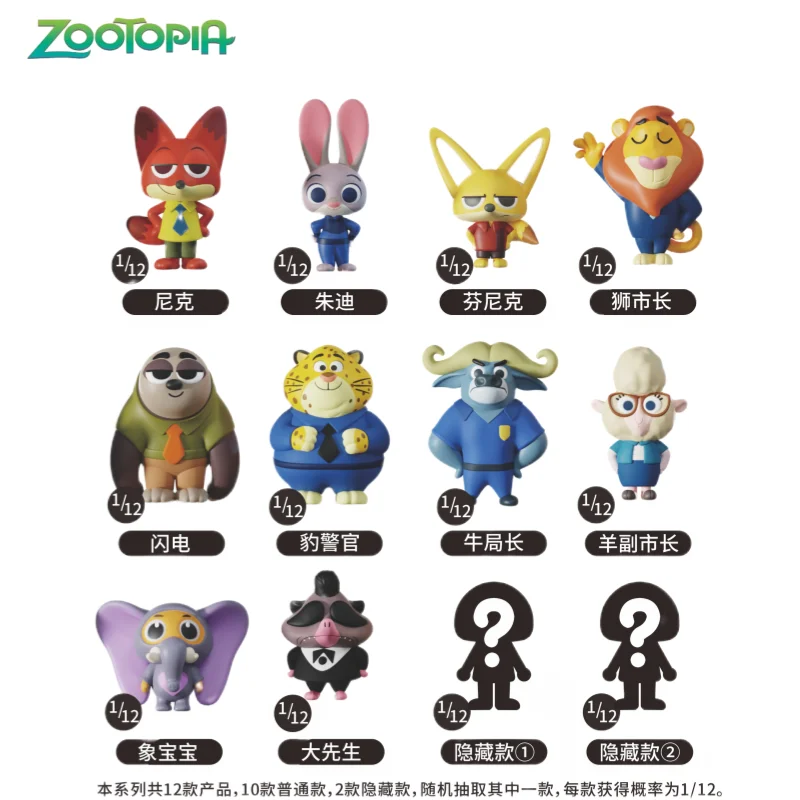 Оригинальная мини-фигурка Zootopia, слепая коробка, кулон, кавайный кролик, Джуди Фокс, коллекция Ника, аниме, украшение ручной работы, модель, игрушка в подарок