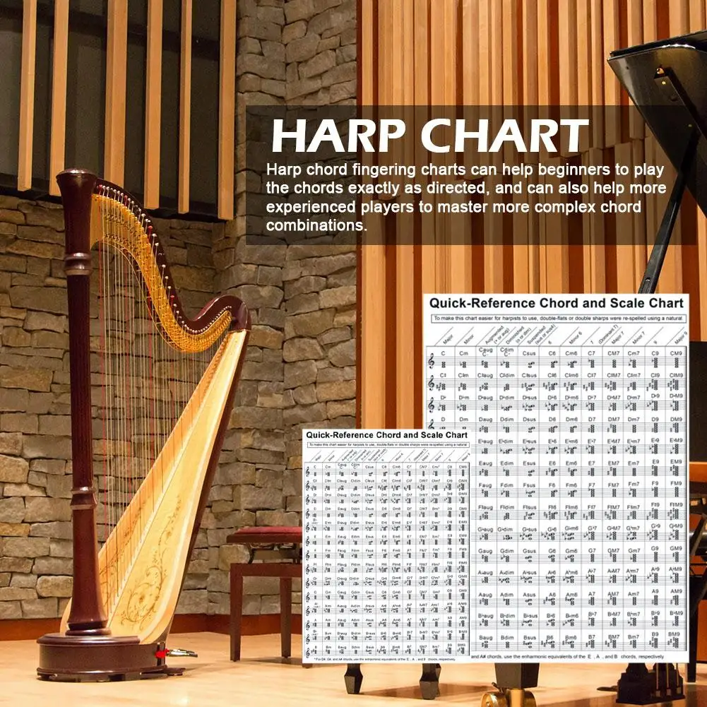 Harp Chord Chart Sticker Chords Scale Chart Stickers Tools Learning Aid Tabs Beginner Lovers Music Educational Reference Chart