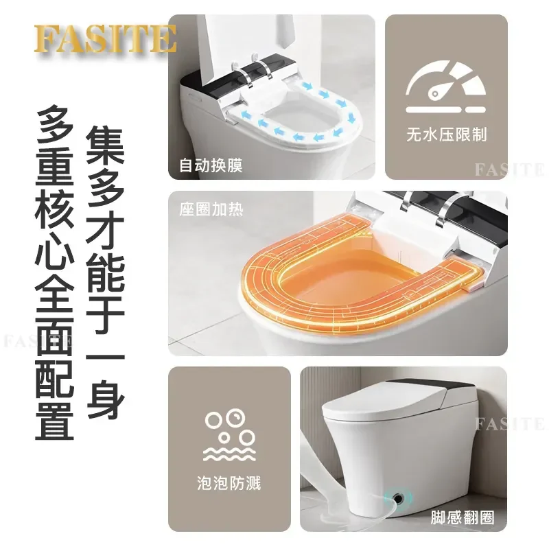 For Smart Toilet Automatic Flip Lid HD Display Integrated Multi Function Auto Changing Seat Modern Bathroom Fixture