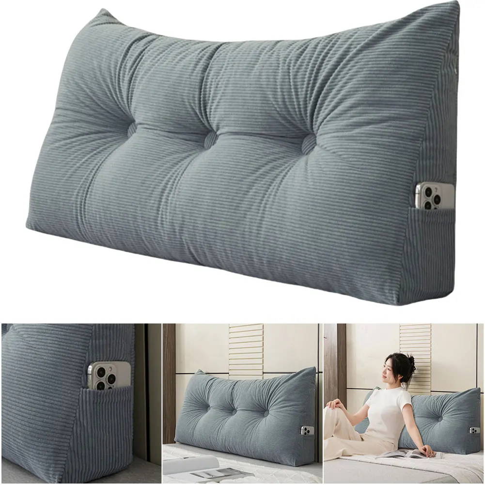 

Positioning Support Reading Bolster Pillow with Side Pockets Back Support Long Pillow for Bed Sofa