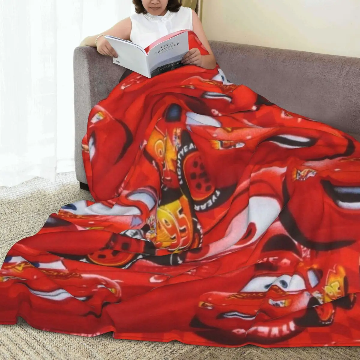 Lightning McQueen Flannel Blankets Warm Soft Throw Blanket for Couch Chair Travel Office Pattern Bedspread Sofa Bed Cover