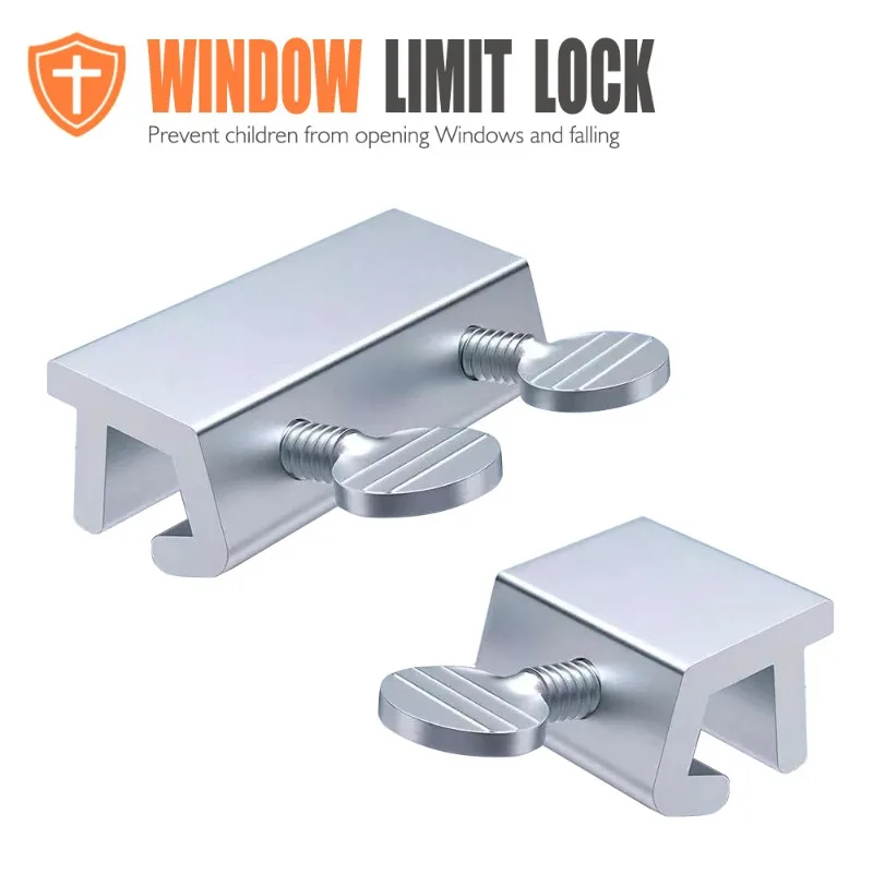 Silver Round Handle Window Lock Stainless Steel Anti-theft Limit Lock for Sliding Door & Window