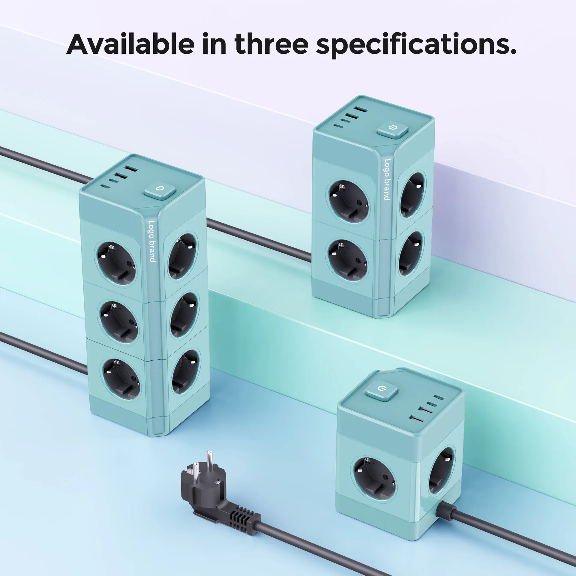European tower multi-plug socket 16A overload protection German Batch USB power plug-in board 2-meter vertical plug-in