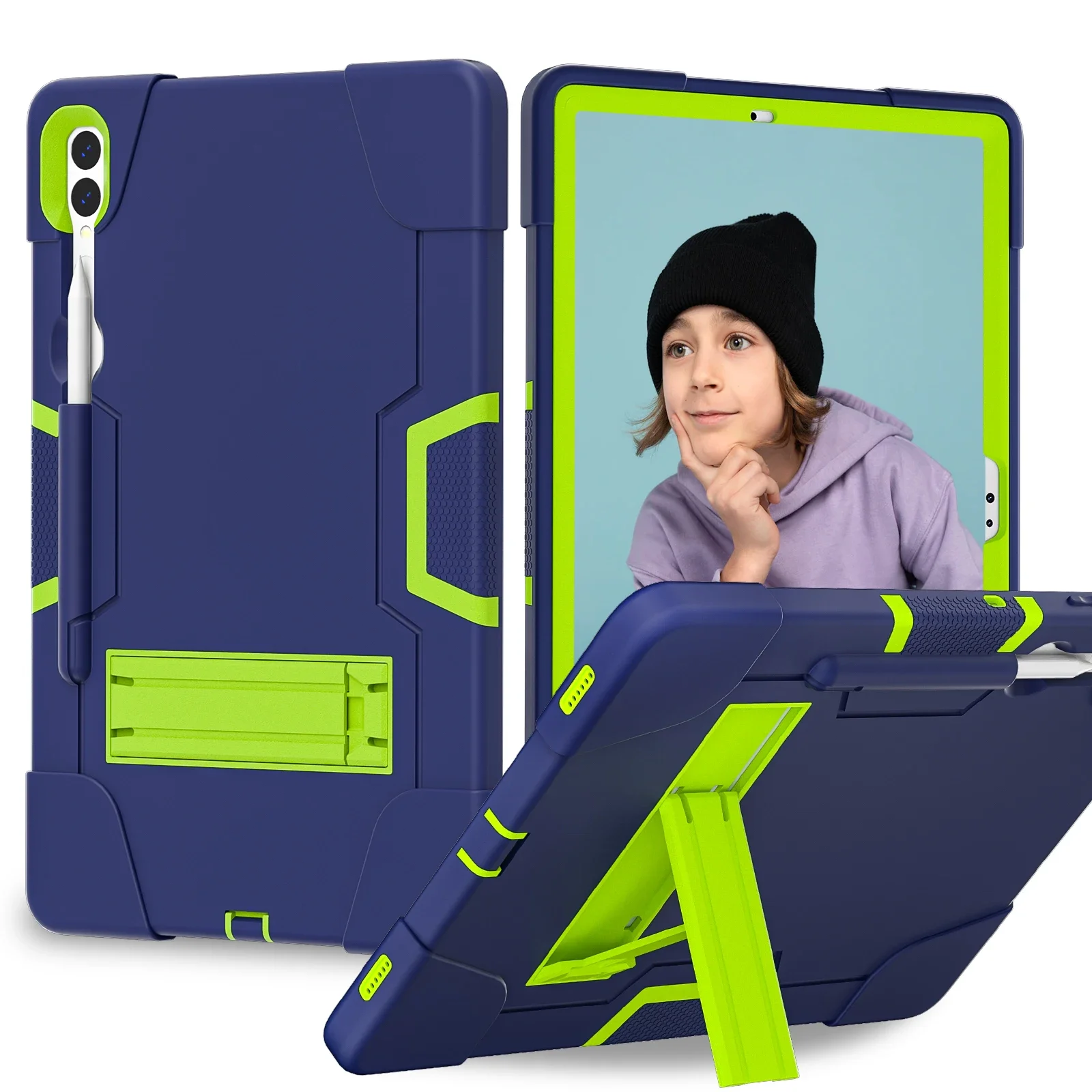 

PC+Silicon Hybrid Armor Cover For Samsung Galaxy Tab S10 Plus 12.4 Case Pencil Holder SM-X820 SM-X826B Shockproof Funda Kids