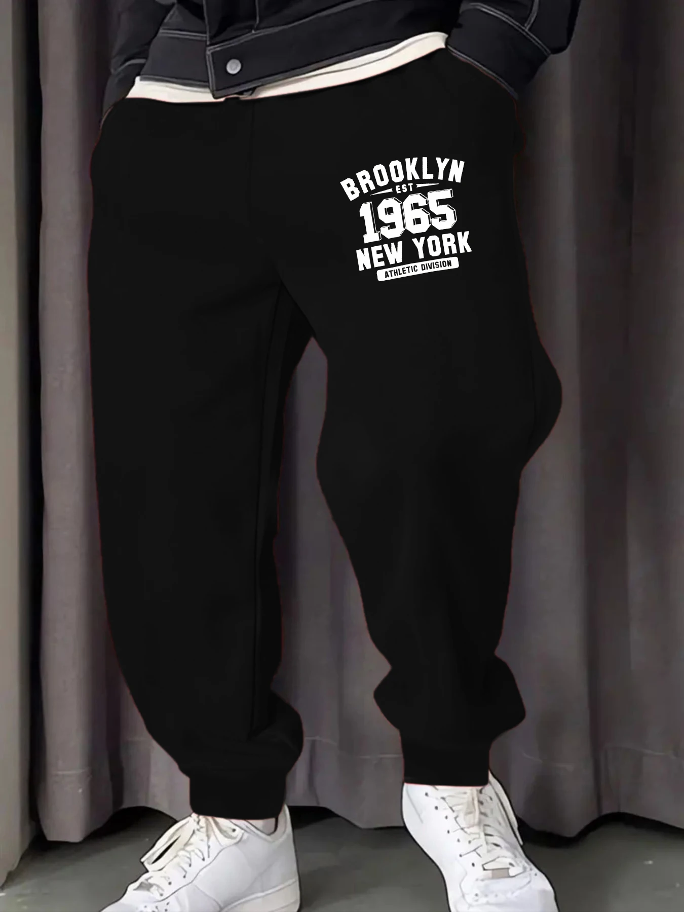 

Brooklyn 1965 New York Print Mens Sweatpant Comfortable Jogging Britches Y2K Comfy Long Pants Casual Basic Unisex Trousers