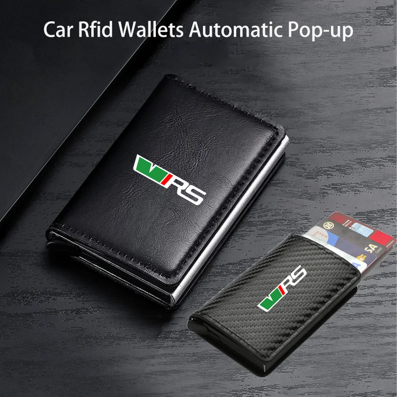 Car Rfid Wallets Automatic Pop-up Bank Credit Cardholder Case For Skoda VRS Octavia Superb Rapid Kodiaq Karoq Fabia Kamiq
