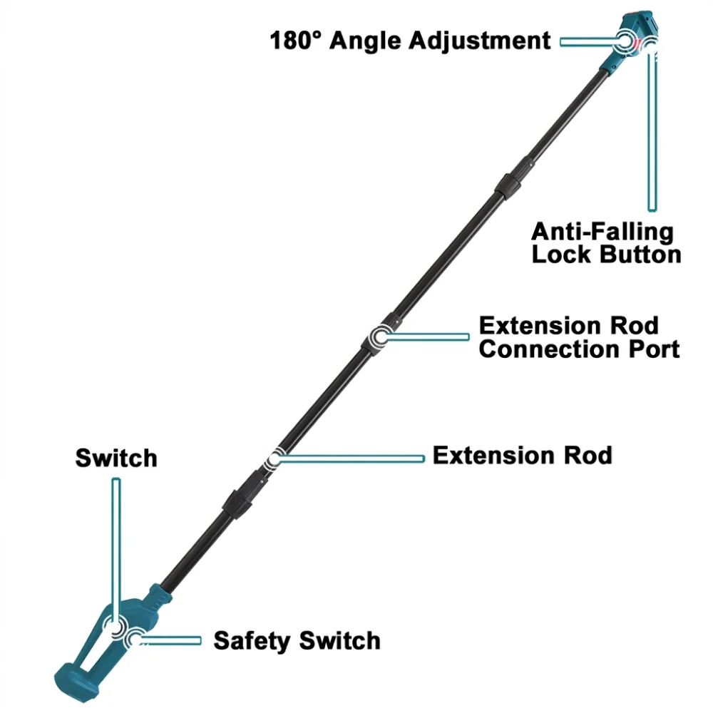 PATUOPRO Electric Extension Pole For Electric Scissor Pruner Tree Branch Garden Power Tools For Makita 18V Battery(No Battery)
