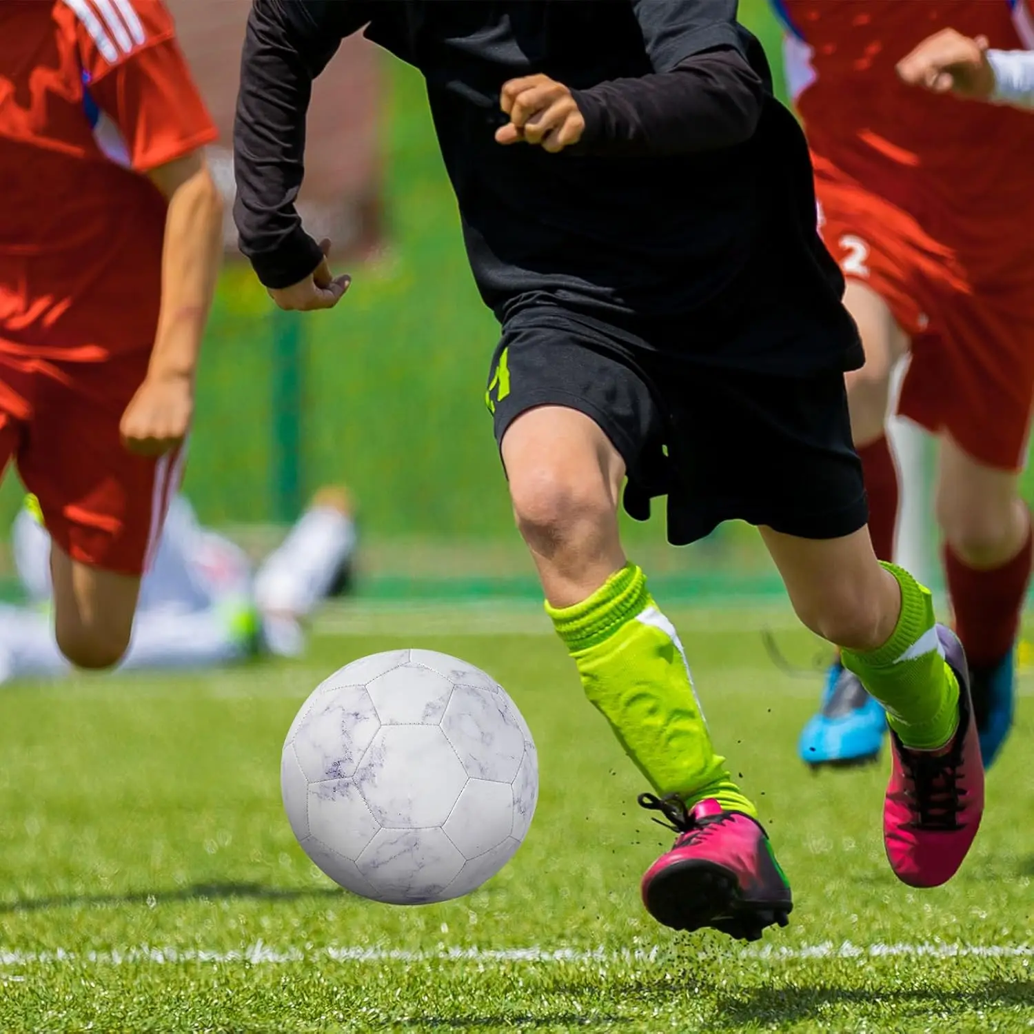 Kuangmi Weißes Marmormuster-Design – Nähte von Fußbällen für Training und Spiele, Größe 5,