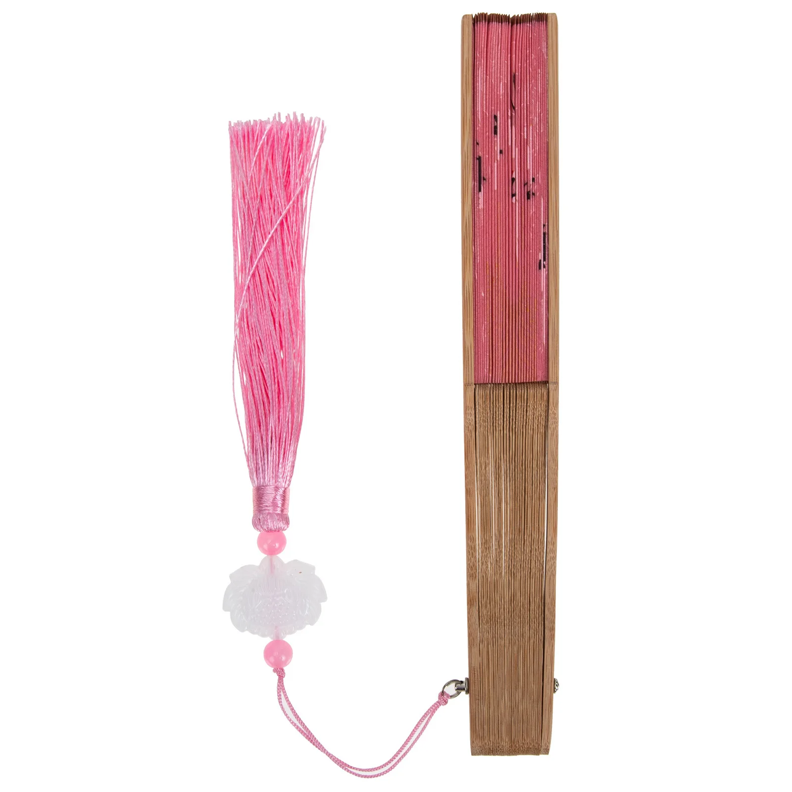 

Retro Folding Fan Chinese Style Handmade Silk with Bamboo Frame Foldable Decor Fan for Living Room Bedroom Wall Ornament Elegant