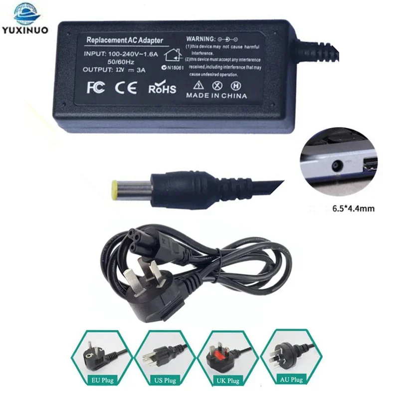 

12V 3A 2A 36W 6.5*4.4mm AC Power Laptop Battery Charger for LG LCD Monitor W1943S E1948S LCAP07F E2260 ADS-24NP-12-1 12024