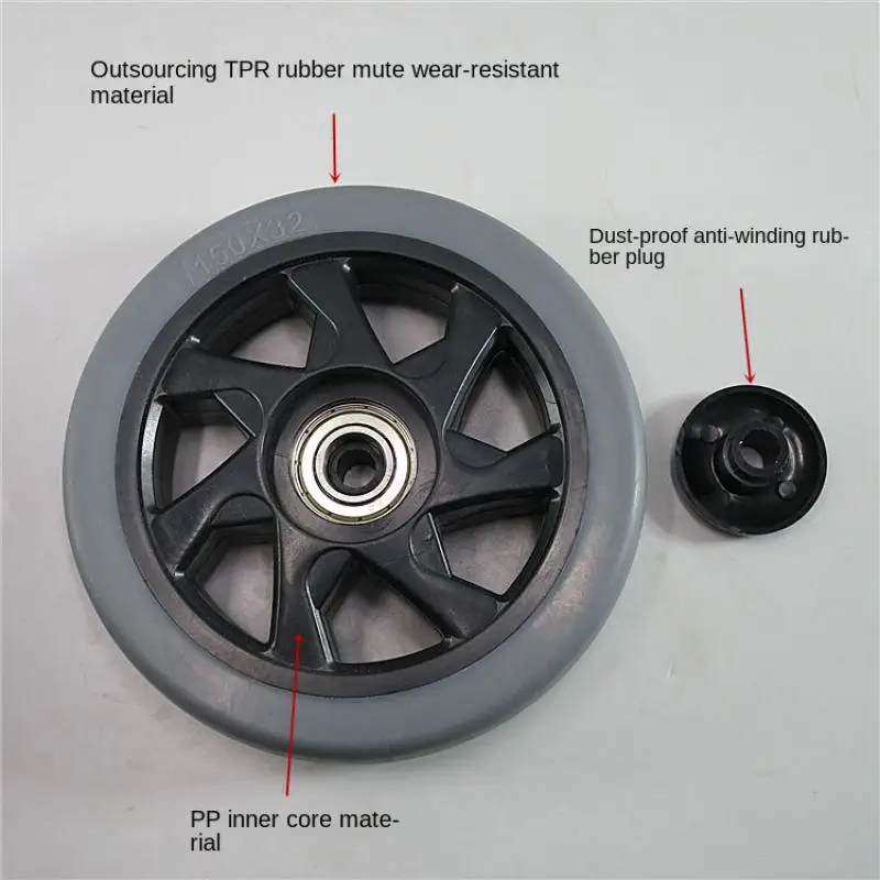 1 Pcs -6 Inch Medium Tpr Rubber Silent Wheel/single Bearing Industrial Trolley/stretcher Replacement Wheel