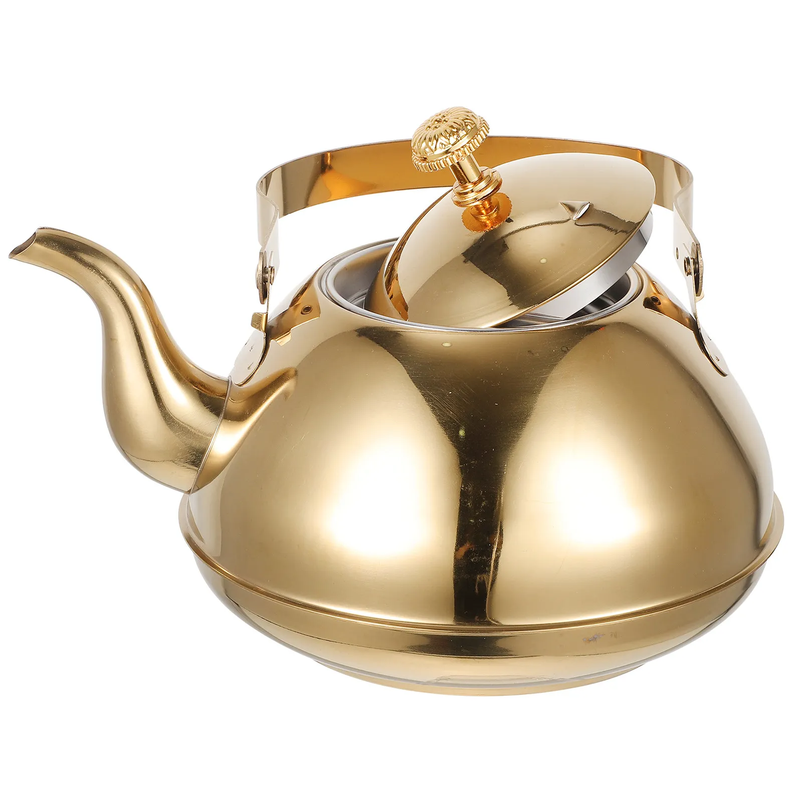 Stainless Steel Tea Pot with Built-in Strainer, Ergonomic Handle, Heat Resistant, Modern Elegant Design for Home & Office