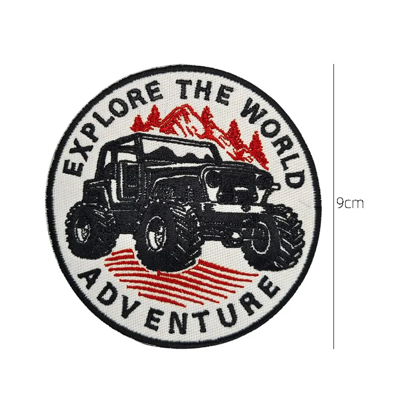 Outdoor Buggy Off-road Vehicle Patch 3D Embroidery Personality Bag Travel Adventure Backpack Hook Loop Patches for Clothing