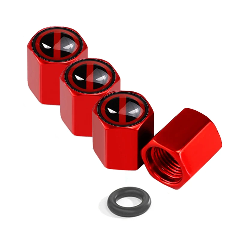 4pcs Anime Cartoon Marvel Deadpool Universal Car Wheel Tire Valve Stem Caps Air Covers for Volkswagen Maserati Mazda KIA Subaru - view 6