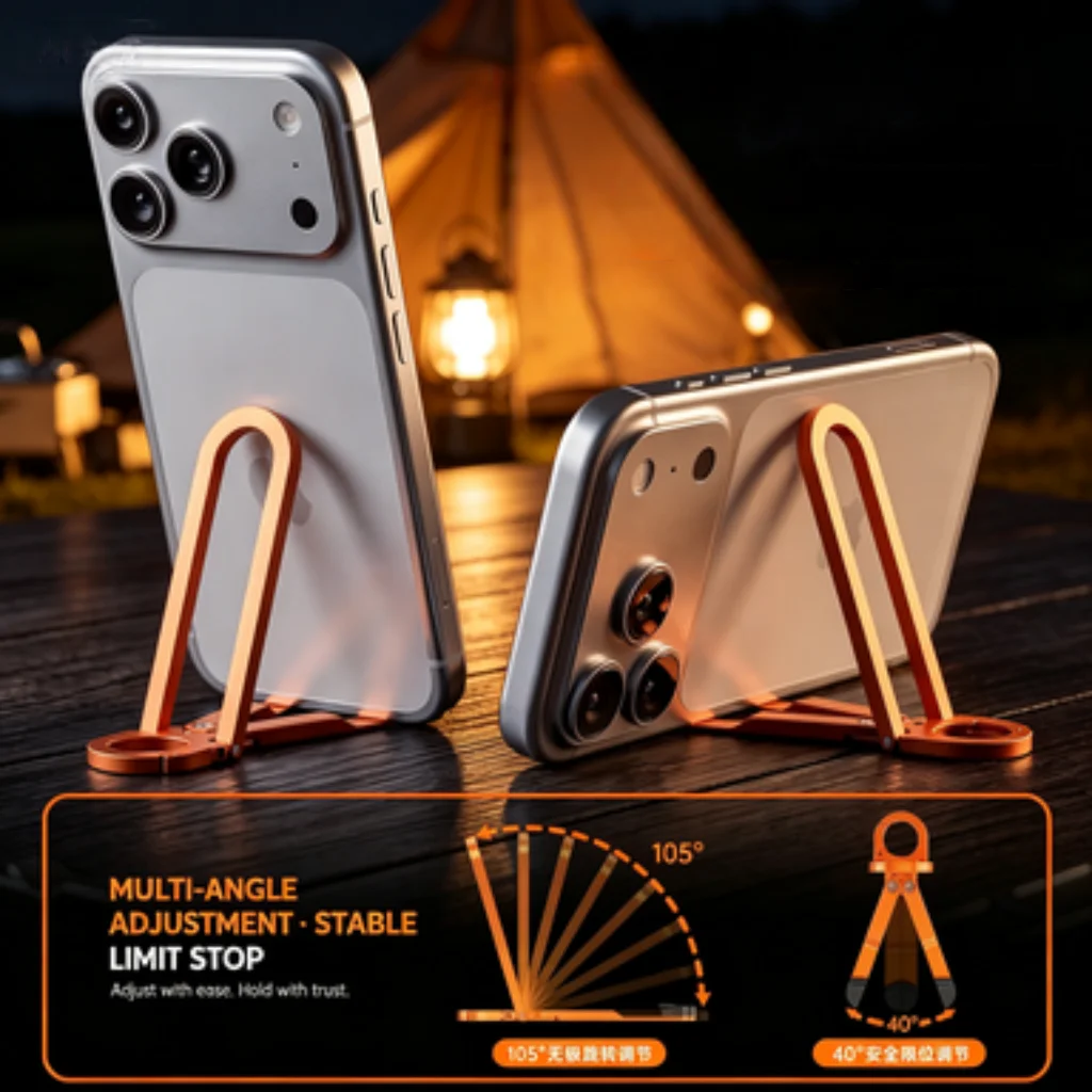 Multi-Functional EDC Mini Folding Phone Stand, Minimalist Aluminum Portable Lazy Phone Stand,Lightweight Pocket EDC Phone Holder