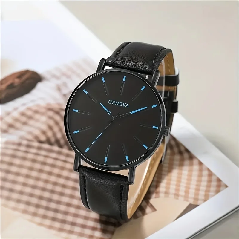 طقم ساعة يد وسوار كوارتز غير رسمية ، هدايا للرجال ، 4 لكل مجموعة