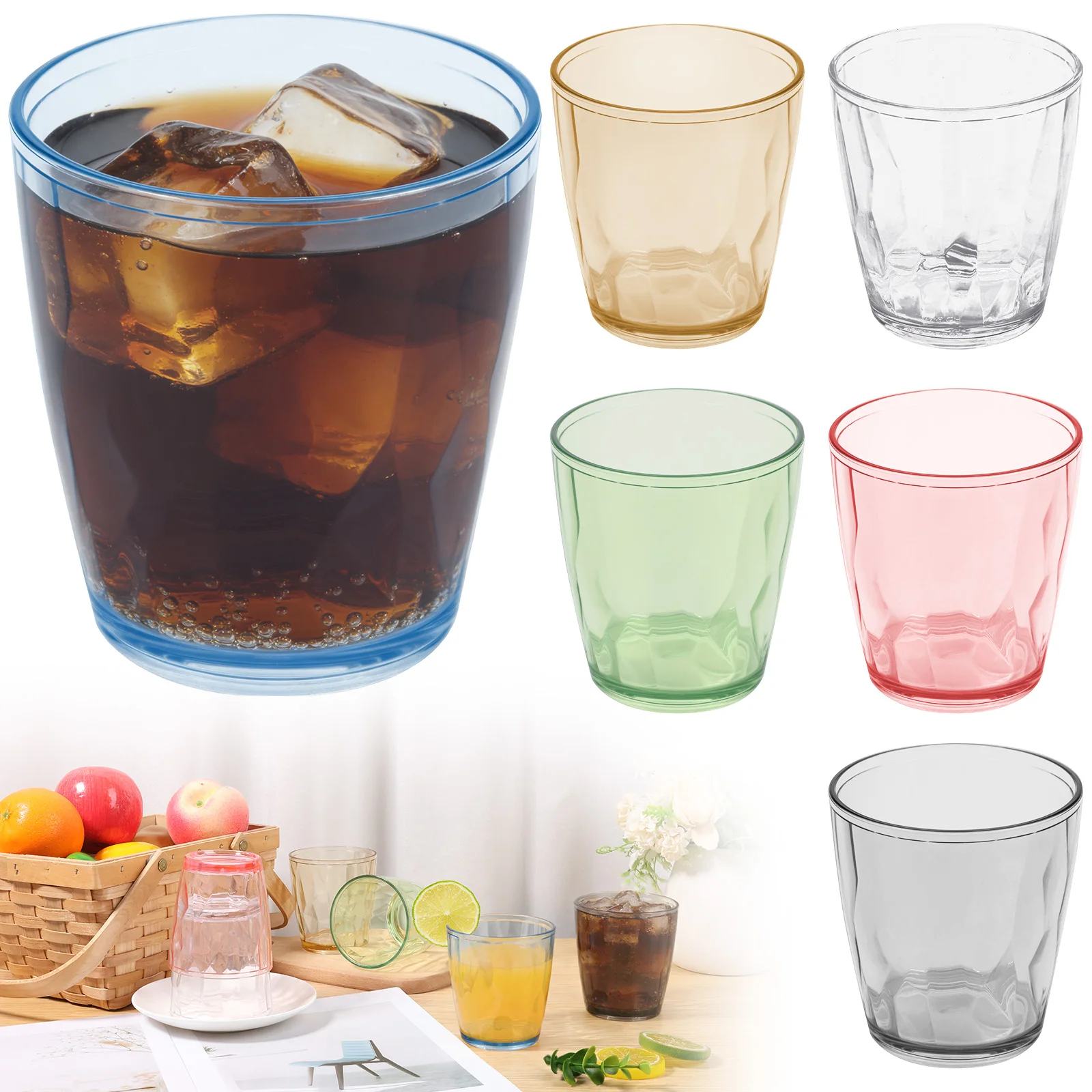 

6Pcs 310ml Hammered Style Acrylic Tumblers Unbreakable Acrylic Drinking Cup Stackable Water Cup for Home Party Outdoor Picnic