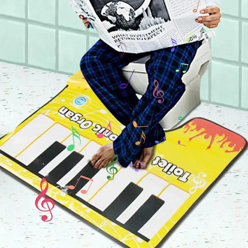 Toilet Piano Mat Novelty Potty Piano Sounding Carpet Bathroom Funny Toe Music Keyboard Toilet Floor Mat for Bathroom Rug
