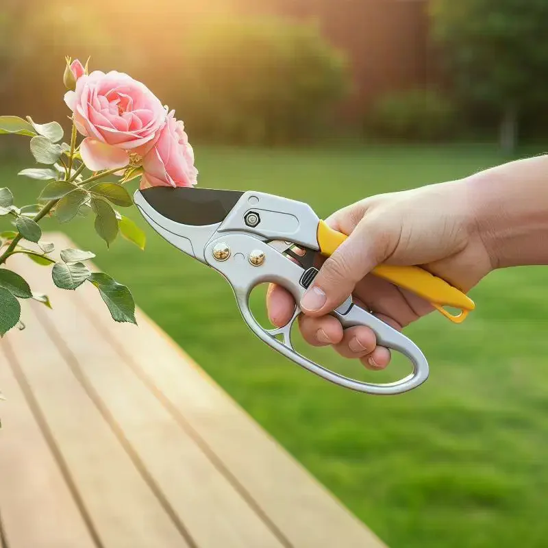 Durable Professional Ratchet Garden Pruning Shears - 3-Stage Anvil Design For 5X More Cutting Power, Ideal For Weak Hands