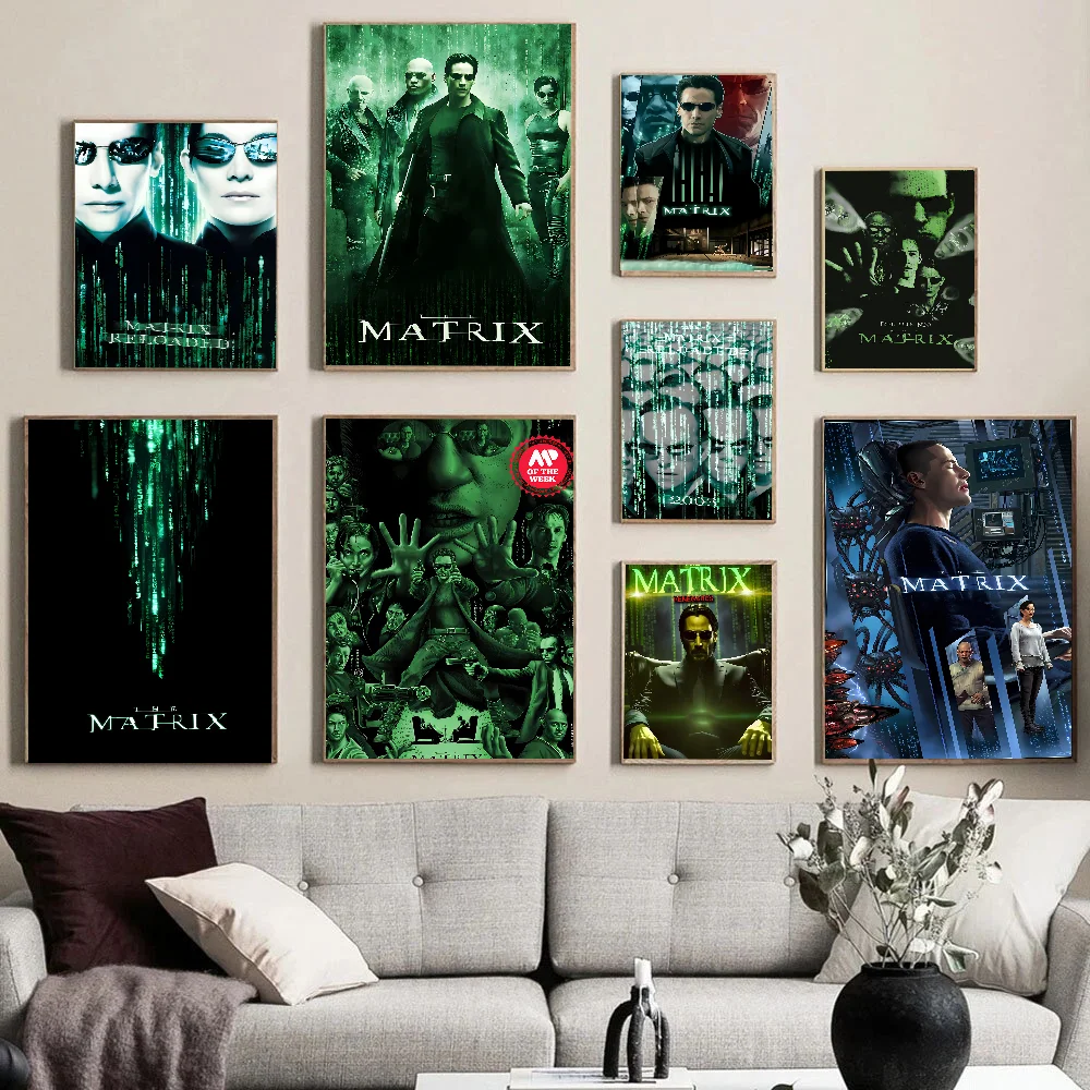 ملصقات فنية جدارية عالية الدقة لاصقة لفيلم المصفوفة للمنزل ، ديكور غرفة كاواي ، جودة أنيمي ، ريترو