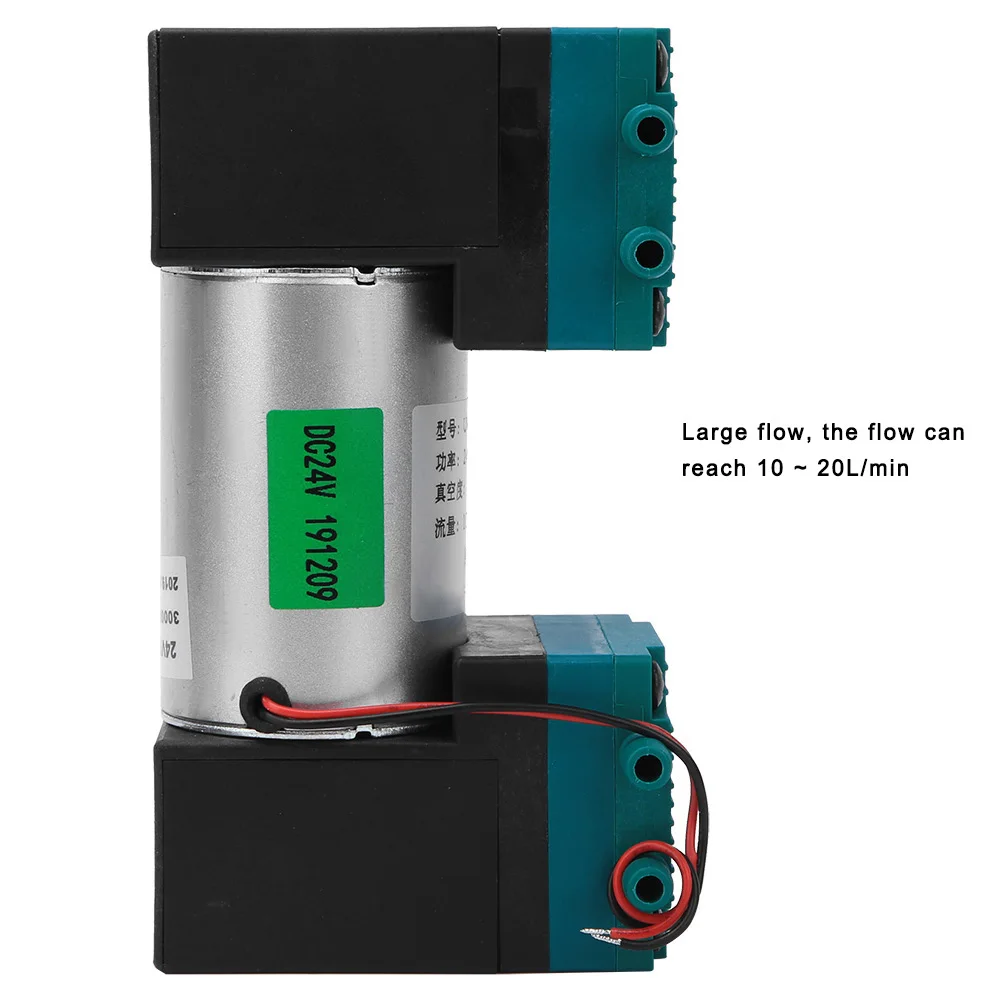 

Вакуумный насос диафрагменный мини, большой, малошумный, от -90 до 350 кПа, 24 Вт, 10-20 л/мин, DC12V/DC24V/AC220V