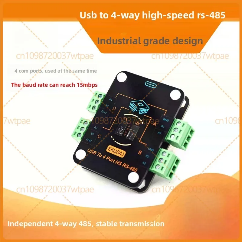 For CH9114 USB To 4‑Channel RS485 Converter Module,15Mbps High Speed,Multi‑Port Serial Expansion Adapter