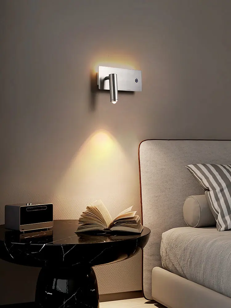 Bauhaus Minimalist LED Wall Sconce Rotatable Adjustable Angle Bedside Reading Wall Light with Switch Luxury Decor for Bedroom