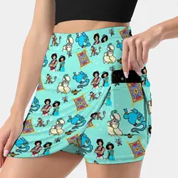 Magic Lamp And Magic Carpet Doodle Women's skirt Mini Skirts A Line Skirt With Hide Pocket Castle Princess Once Upon A Time