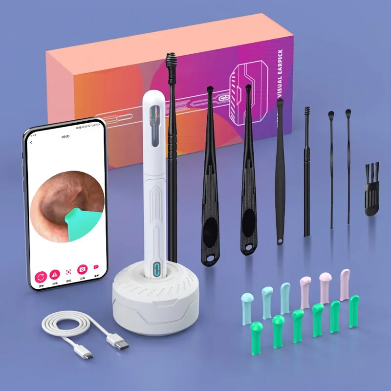 

Ear Cleaner with camera Set Ear Sticks Otoscope USB C Charging Endoscope Wax Removal Tool Earpick MIni Camera Ear Cleaning Set
