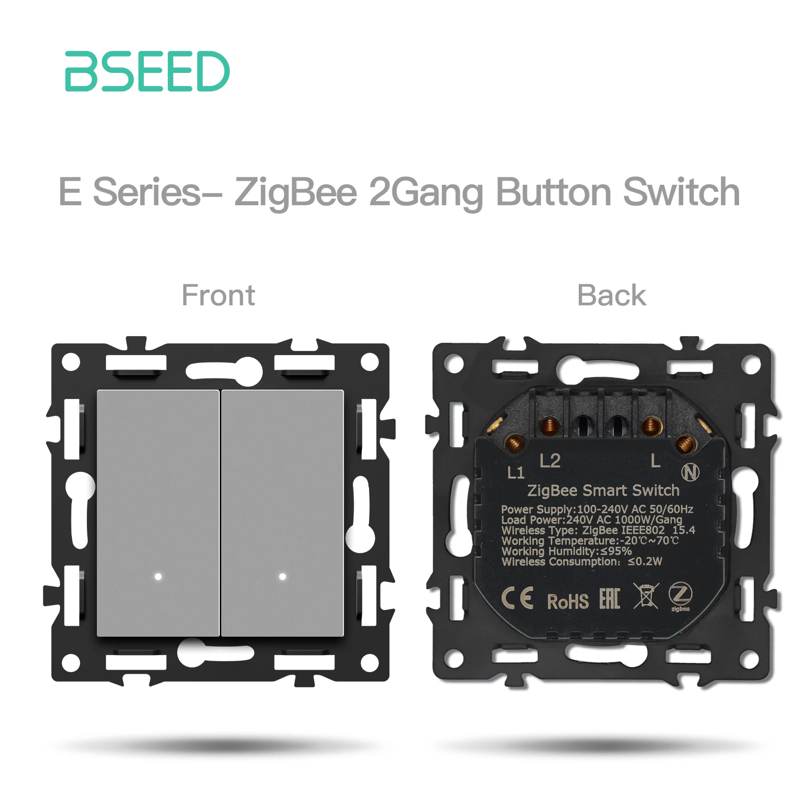 BSEED 1/2/3/4Gang Zigbee Klicken Schalter Teil Kunststoff Rahmen Smart Dimmer Vorhang Schalter Funktion DIY Teil EU Smart Steckdose Teile