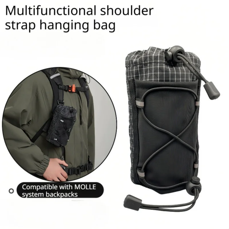 Backpack Shoulder Strap Bag Pouch Water Bottle Storage Carrier Outdoor Travel Hiking Phone Bag Extension Attachment Pack Pocket