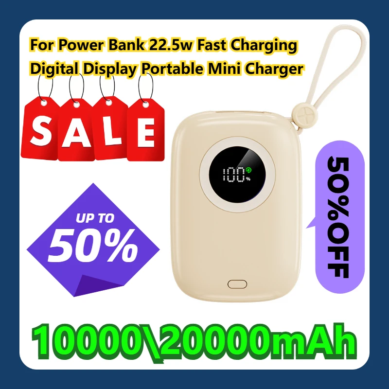 

For Power Bank 10000mah 20000mAh 22.5w Fast Charging Digital Display Portable Mini Charger