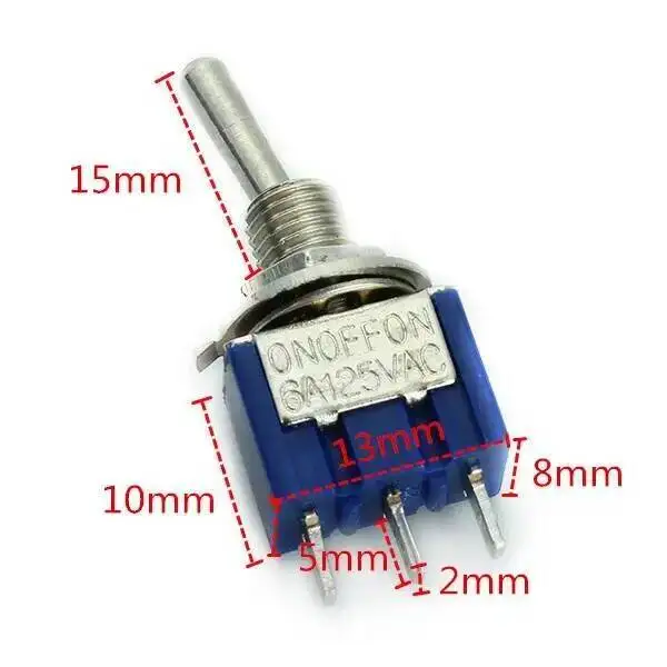 10pcs Toggle Switch 6A 125VAC On On SPDT 6mm Mini Switch DPDT On Off On Waterproof Cap MTS-102 103 MTS-202 203 view 3