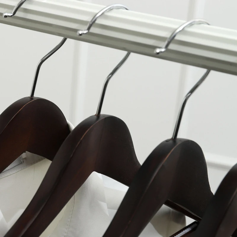 Wooden Hanger Black Walnut Wood Coat Hanger Solid Suit Rack With Metal Hook Anti-Skid Shoulder Seamless Clothes Drying Rack