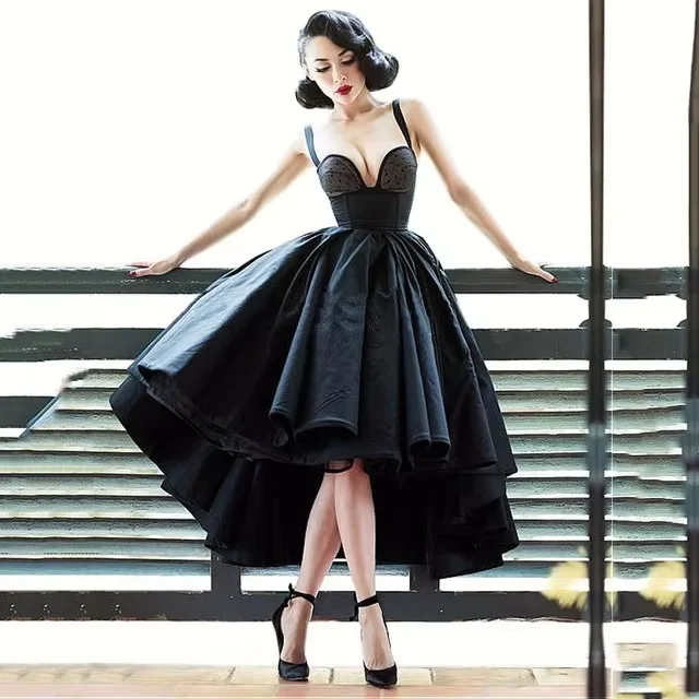 

Black Sexy Pageant Dresses Pleats A Line Robe De Soiree Custom Made Spaghetti Formal Gowns Pleated Party Dress Ankle Length