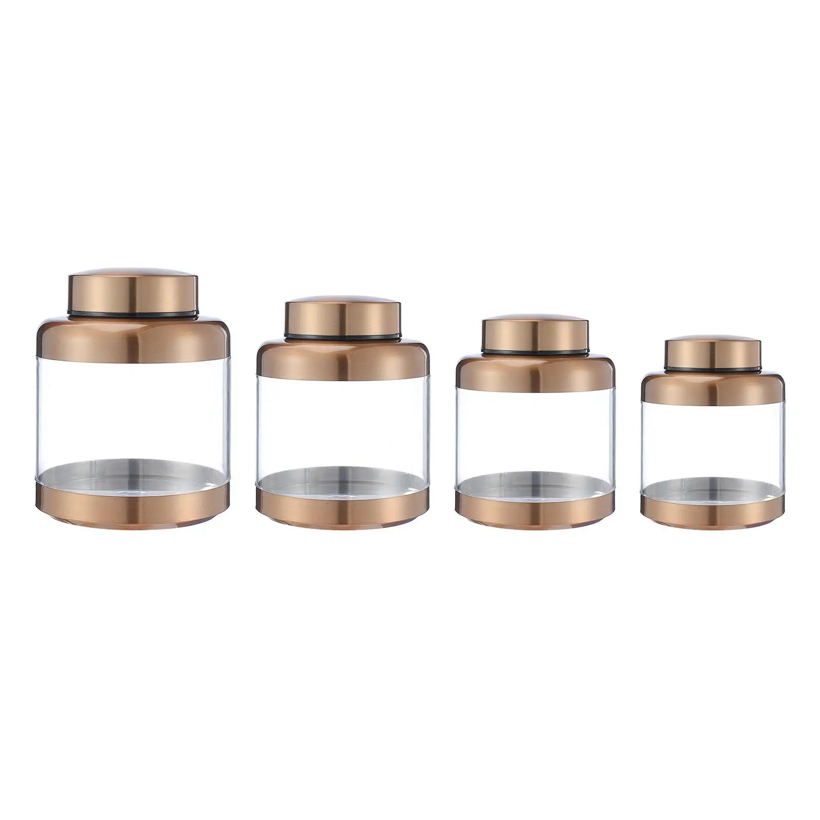 Round Gold Stainless Steel Kitchen Canister with Airtight Lid for Snacks Cereal