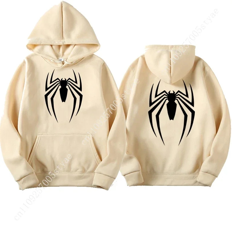 

2026 Spiderman Trendy Street Fashion Spider Print Cotton Coat Women Casual Loose Hoodie Spiderman Men's Clothing