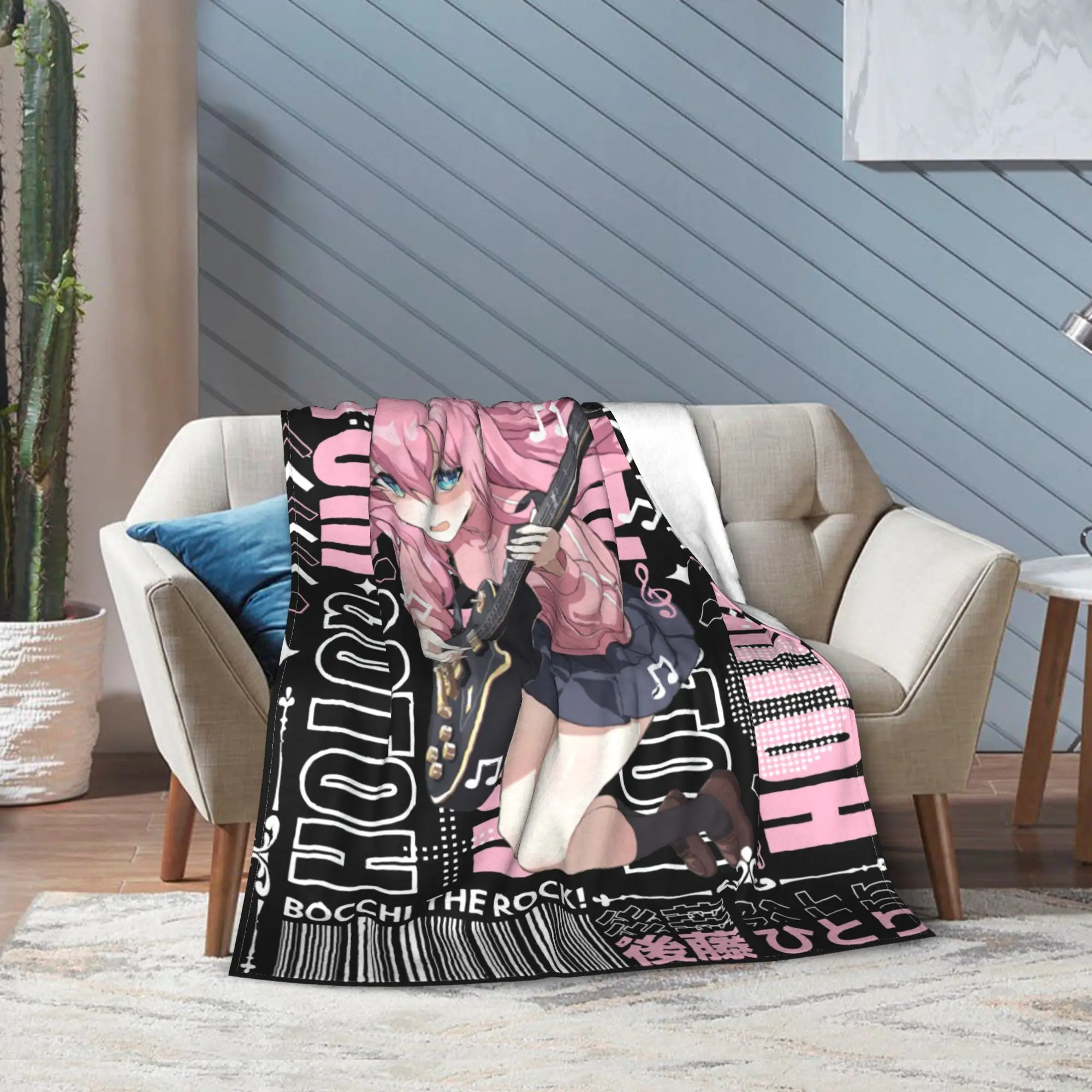 Bocchi the Rock! Rock Kawaii Hitori Goto Blanket Ultra Soft  Throw Blankets for Sofa 50x60 Inch Multi-size Plush Thin Quilt