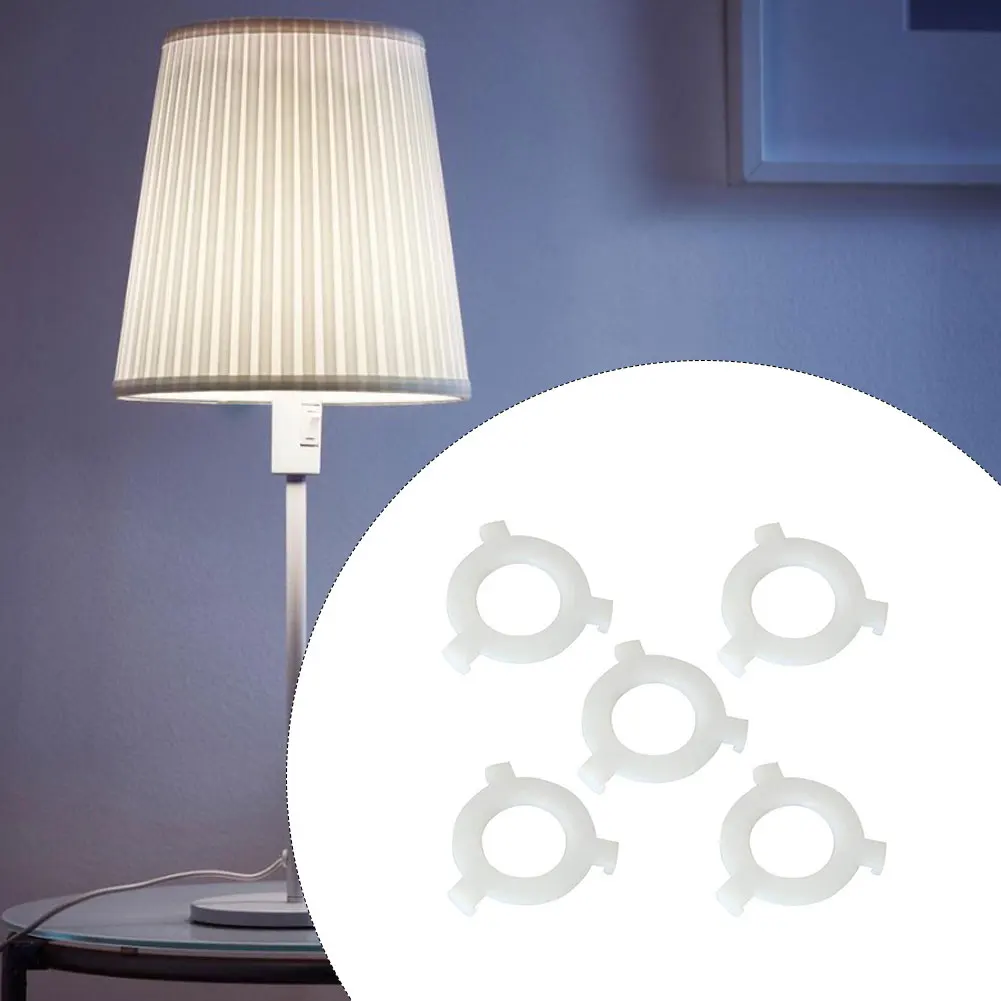 White Plastic E27 to E14 Lamp Base Adapter Ring 5 Piece Pack for Easy Lampshade Conversion Table Sconce Floor Lamp 29mm 49mm